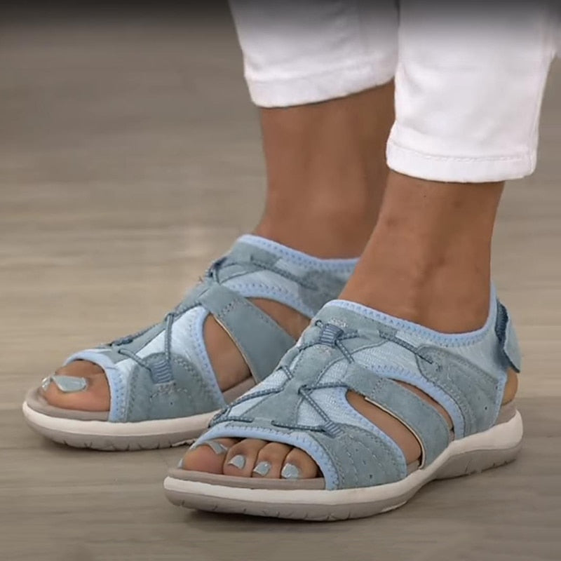 Sporty Women's Summer Sandals with Velcro Closure and Lightweight Comfort Sole
