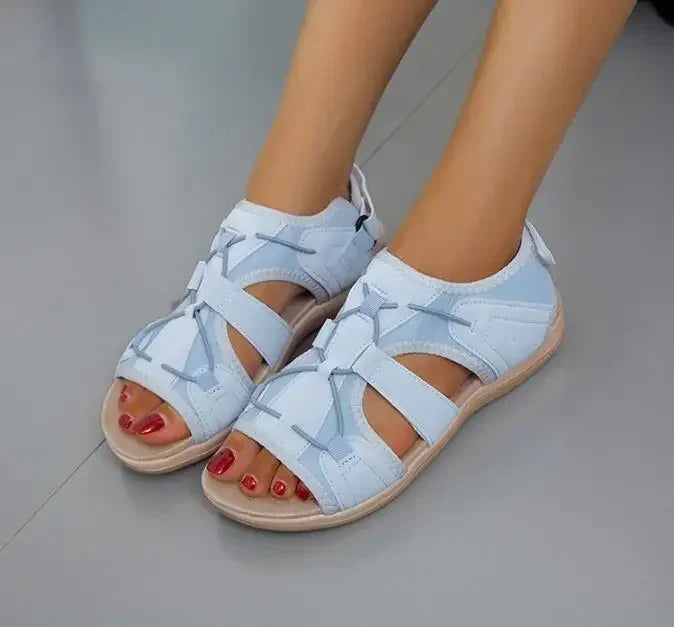 Sporty Women's Summer Sandals with Velcro Closure and Lightweight Comfort Sole