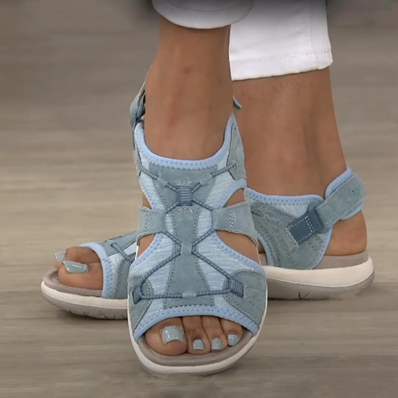 Sporty Women's Summer Sandals with Velcro Closure and Lightweight Comfort Sole