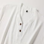 Men's V-Neck Henley T-Shirt with Button Placket and Classic Fit