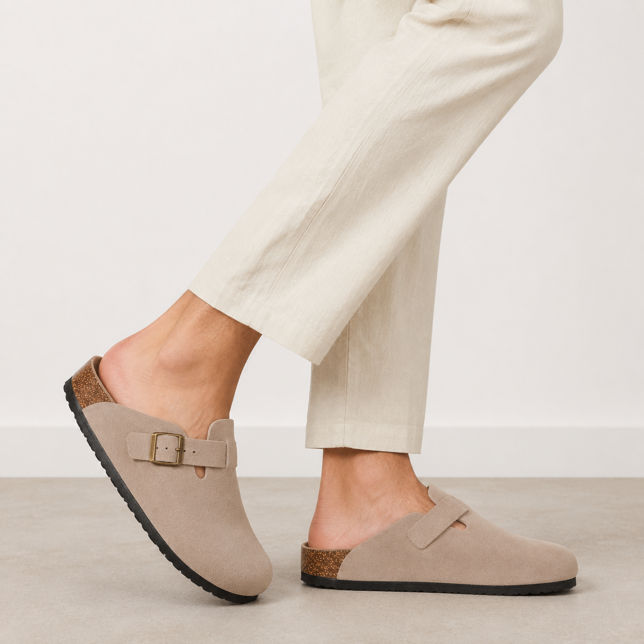 Women's Buckle Clog Sandals with Contoured Footbed Brindle & Balance
