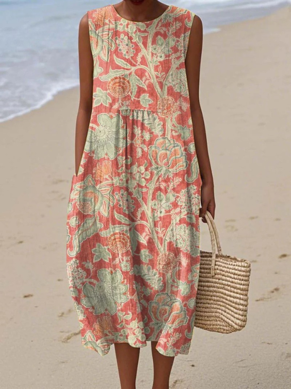 Lightweight Women's Sleeveless Dress in Premium Linen Blend for Warm Weather