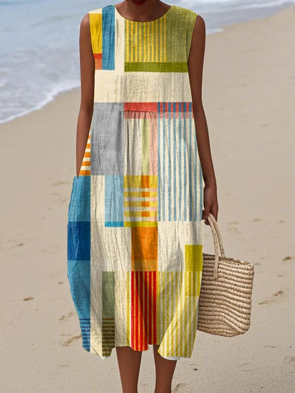 Lightweight Sleeveless Summer Dress for Women in Airy Blend Fabric