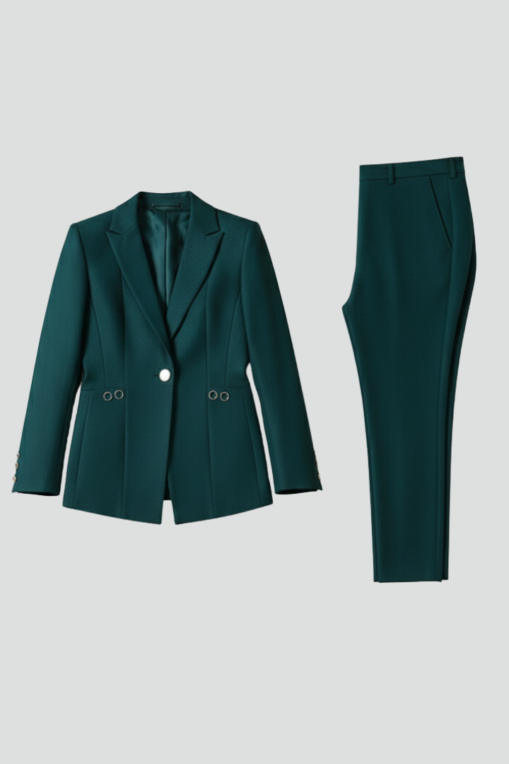 Women’s One Button Blazer Set with Straight Trousers