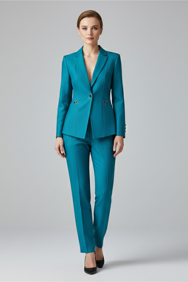 Women’s One Button Blazer Set with Straight Trousers
