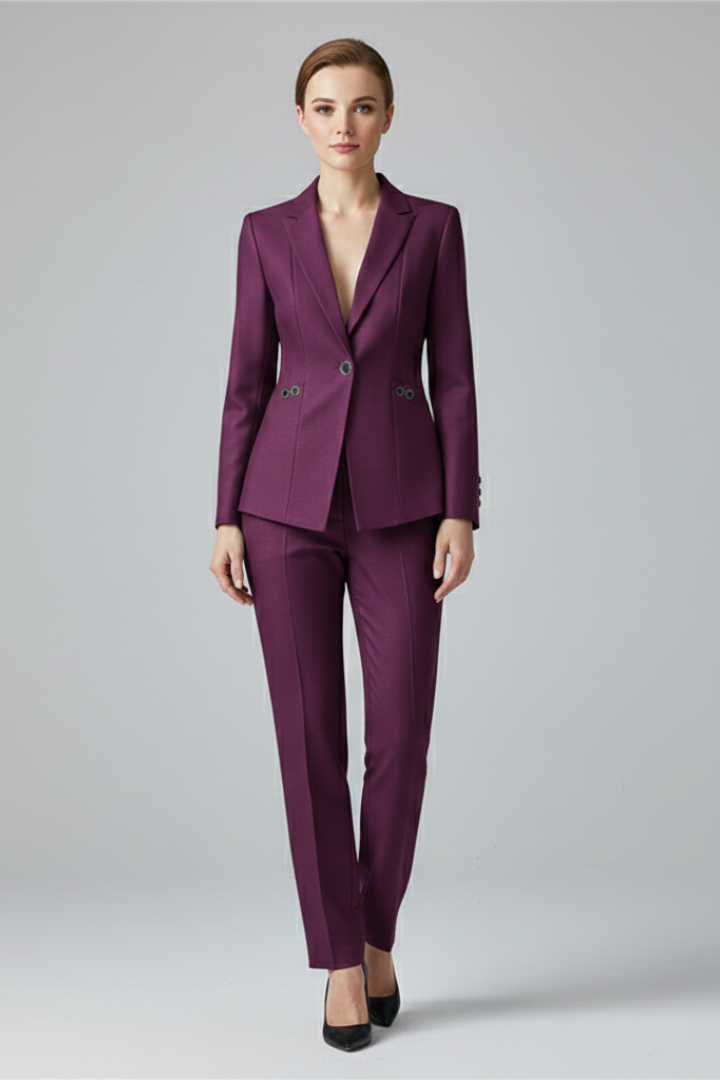Women’s One Button Blazer Set with Straight Trousers