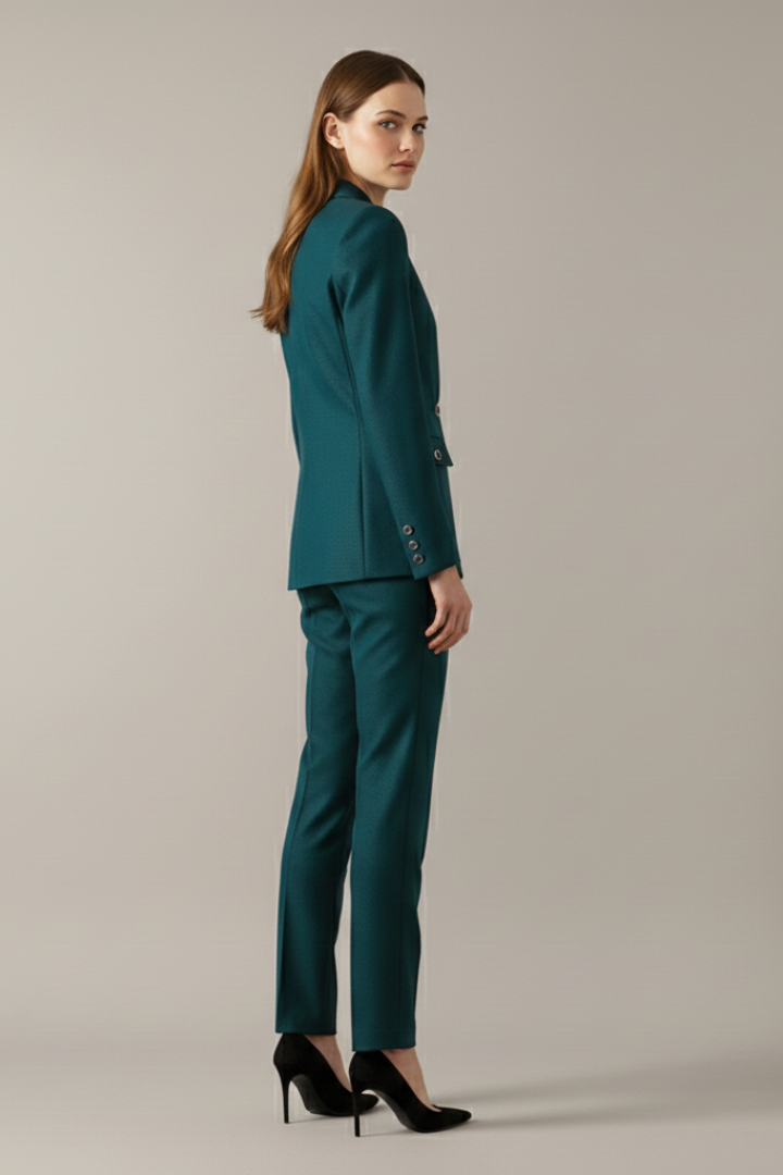 Women’s One Button Blazer Set with Straight Leg Trousers