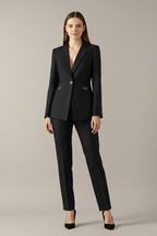 Women’s One Button Blazer Set with Straight Trousers