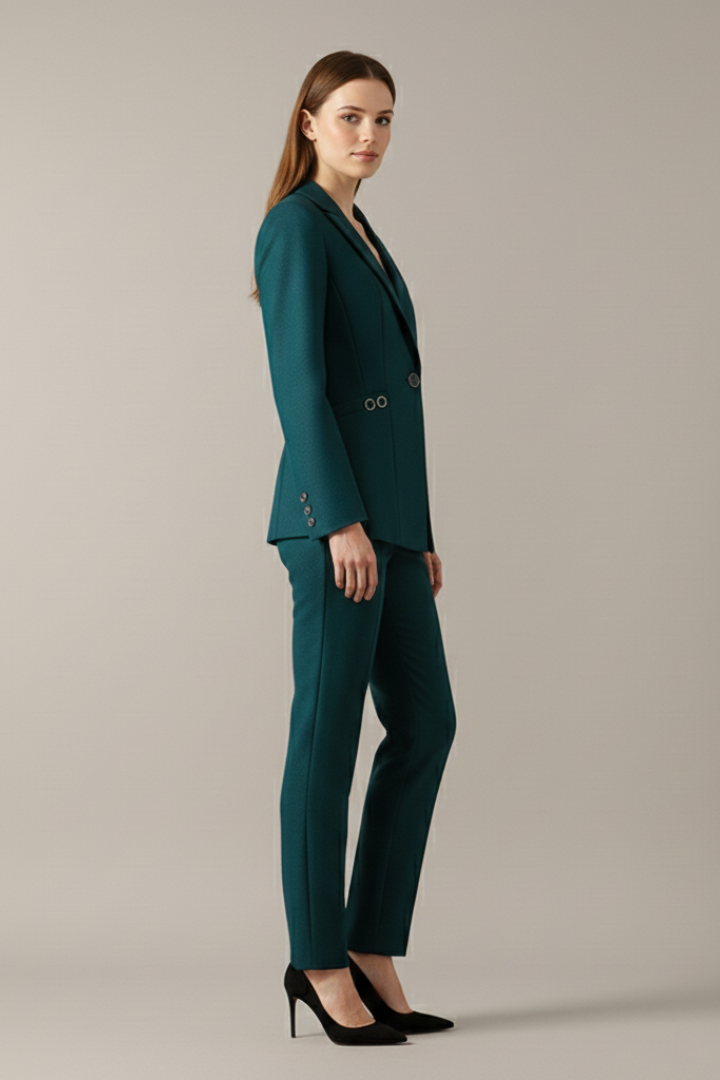 Women’s One Button Blazer Set with Straight Trousers