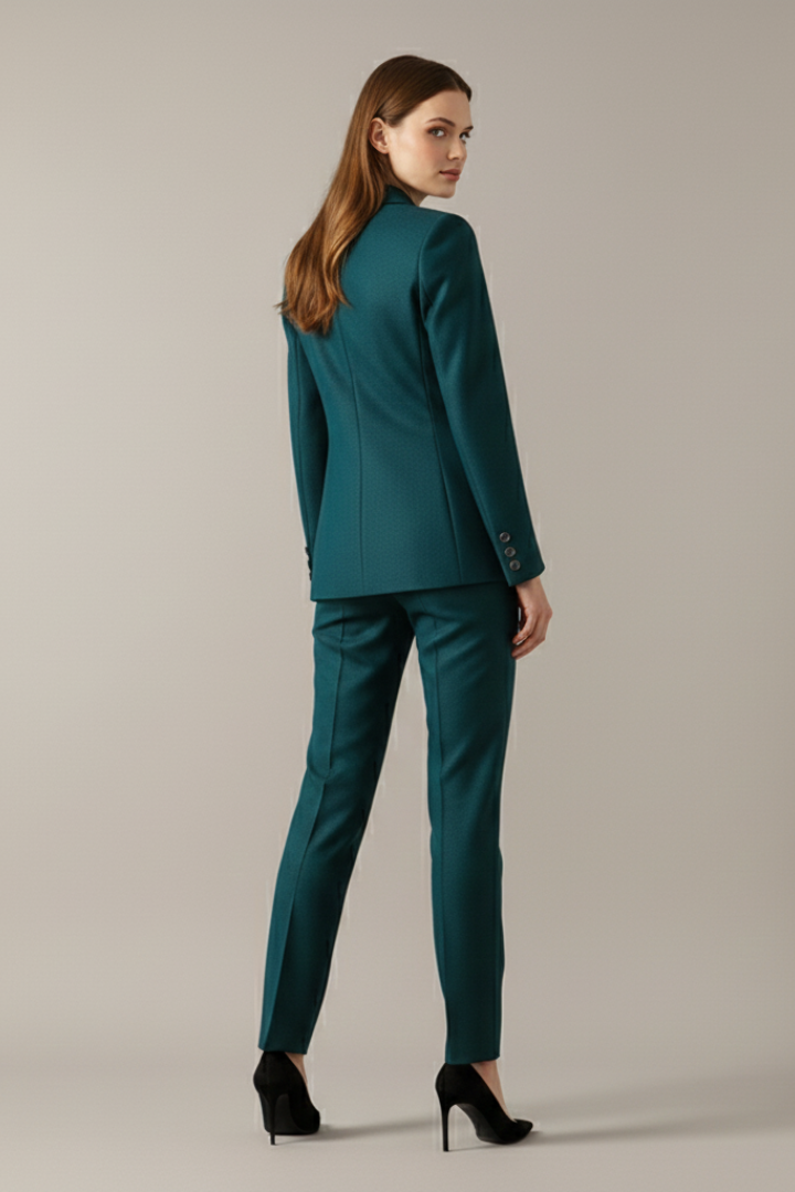 Women’s One Button Blazer Set with Straight Leg Trousers