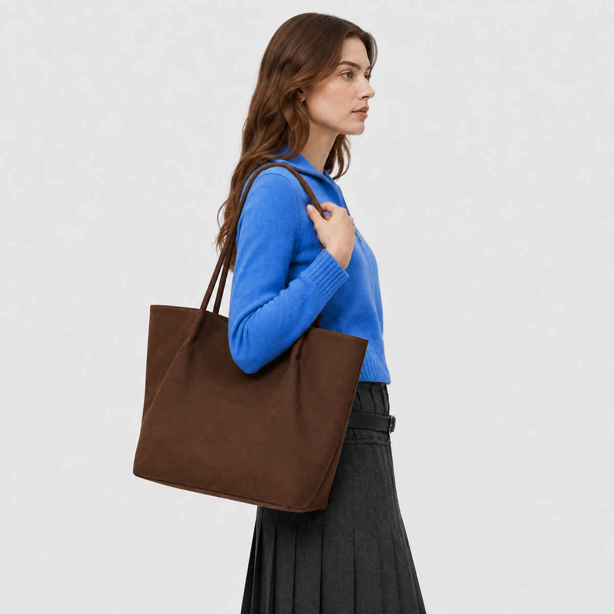Women’s Spacious Soft Suede Tote Bag for Effortless Everyday Style