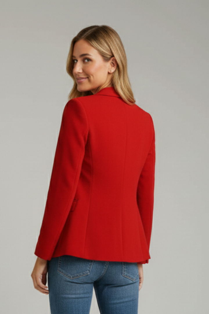 Notched Lapel Women’s Blazer with Single Button Closure