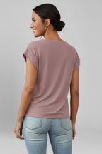 V Neckline Short Sleeve Women’s Blouse with Front Chest Pocket