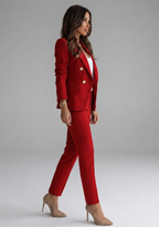 Women's Tailored Double-Breasted Blazer and Trousers Set for Office and Formal Wear