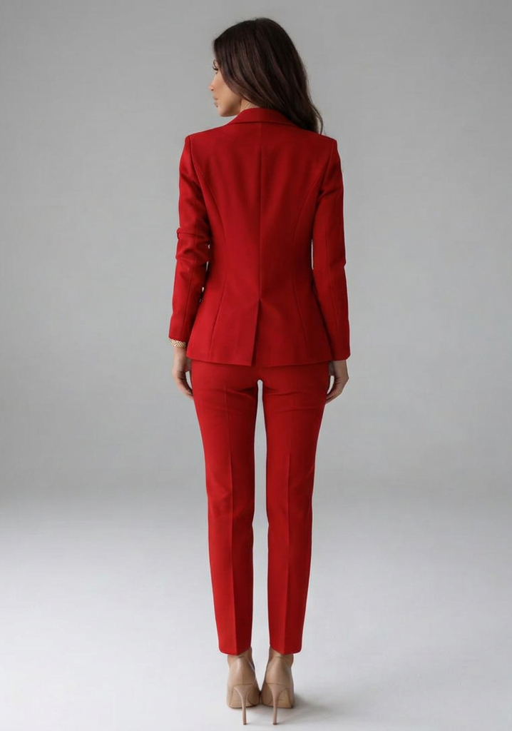 Women's Double-Breasted Blazer and Tailored Trousers Set for Professional Attire