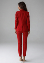 Women's Double-Breasted Blazer and Tailored Trousers Set for Professional Attire