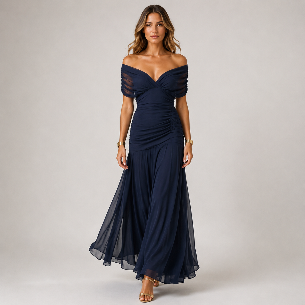 Elegant Women's Flowing Maxi Dress in Soft Viscose Chiffon