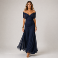 Elegant Women's Flowing Maxi Dress in Soft Viscose Chiffon