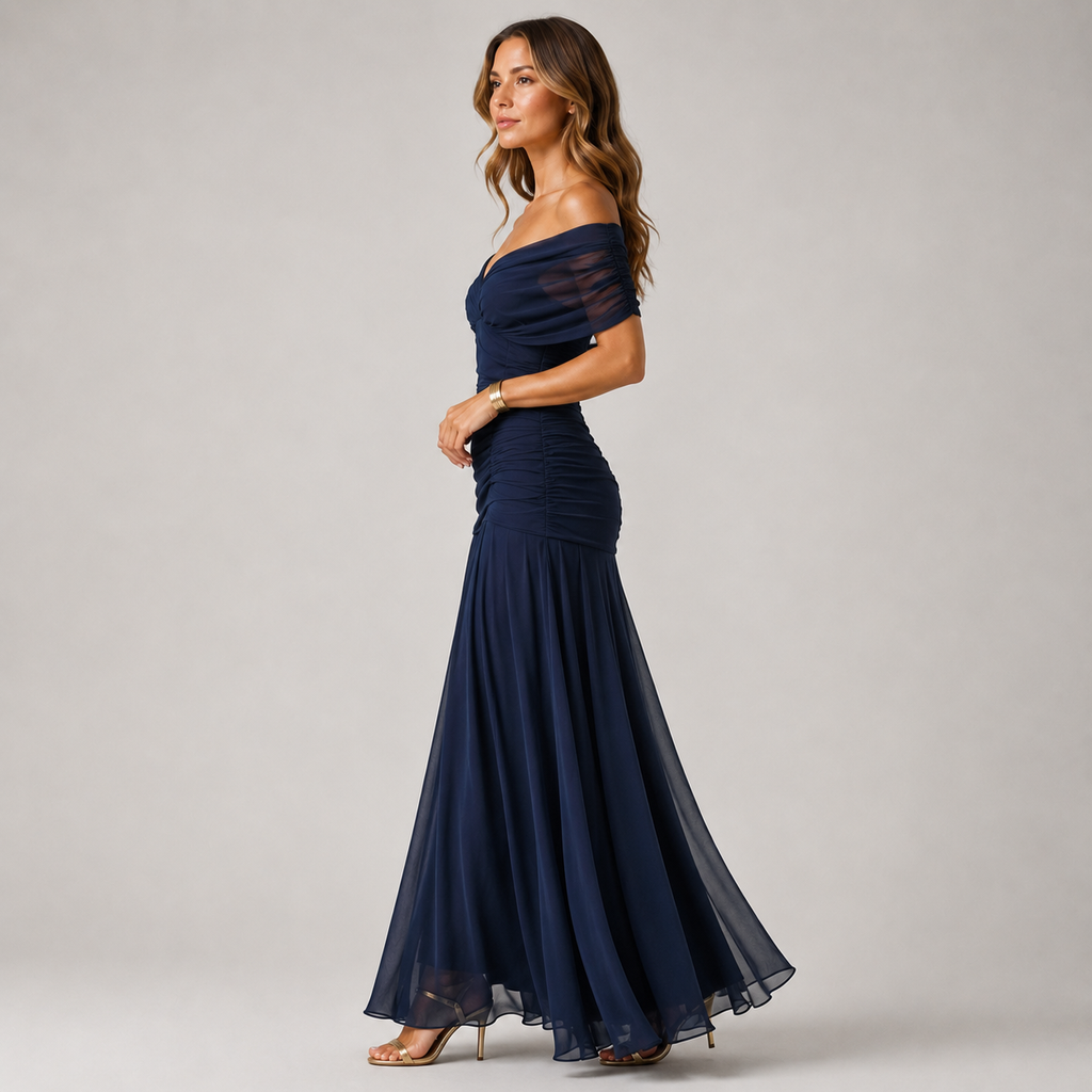 Elegant Women's Flowing Maxi Dress in Soft Viscose Chiffon