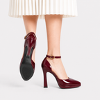 Women’s Classic Pointed Toe Leather Ankle Strap Heels for Elegant Dress Occasions