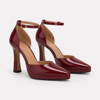 Women’s Classic Pointed Toe Leather Ankle Strap Heels for Elegant Dress Occasions