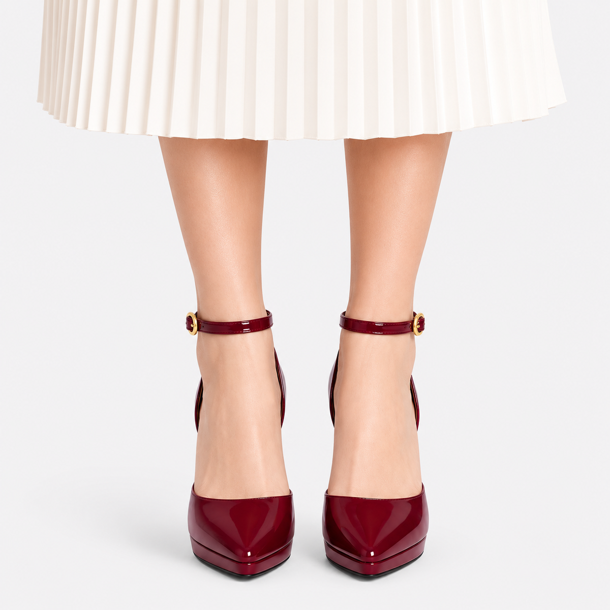 Women’s Classic Pointed Toe Leather Ankle Strap Heels for Elegant Dress Occasions