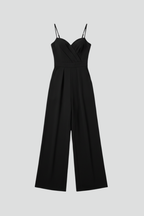 Sleeveless Women’s V Neck Jumpsuit with Wide-Leg Design