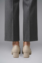 Women's Smooth Leather Slip-On Loafers with Decorative Strap and Low Block Heel