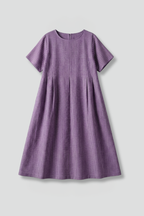 Pleated Waist Maxi Dress for Women with Side Pockets and Short Sleeves