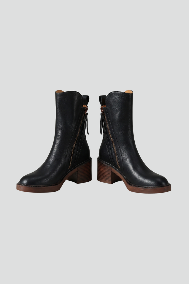Orthopaedic Women's Ankle Boots with Side Zipper and Cushioned Comfort