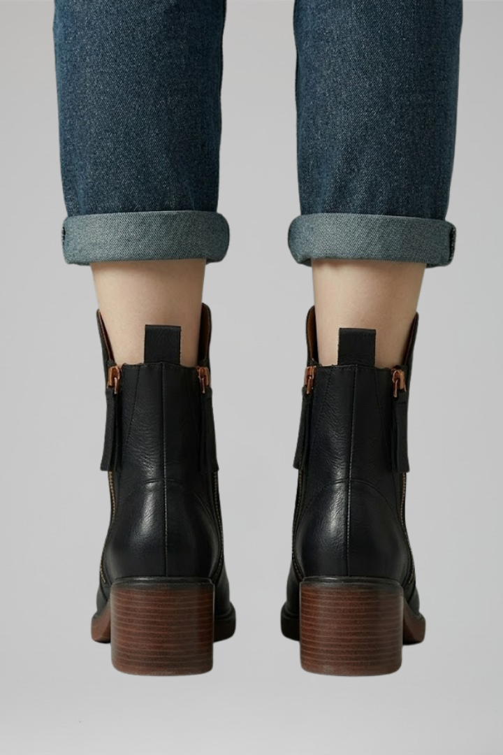 Orthopaedic Women's Ankle Boots with Side Zipper and Cushioned Comfort