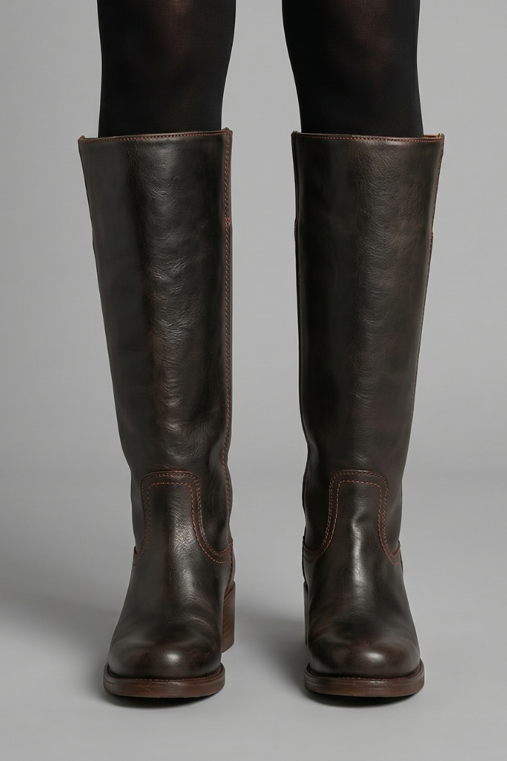 Mid-Calf Orthopaedic Boots for Women with Rounded Toe and Block Heel for Autumn Wear