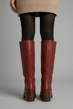 Mid-Calf Orthopaedic Boots for Women with Rounded Toe and Block Heel for Autumn Wear
