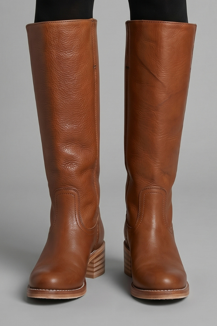 Mid-Calf Orthopaedic Boots for Women with Rounded Toe and Block Heel for Autumn Wear
