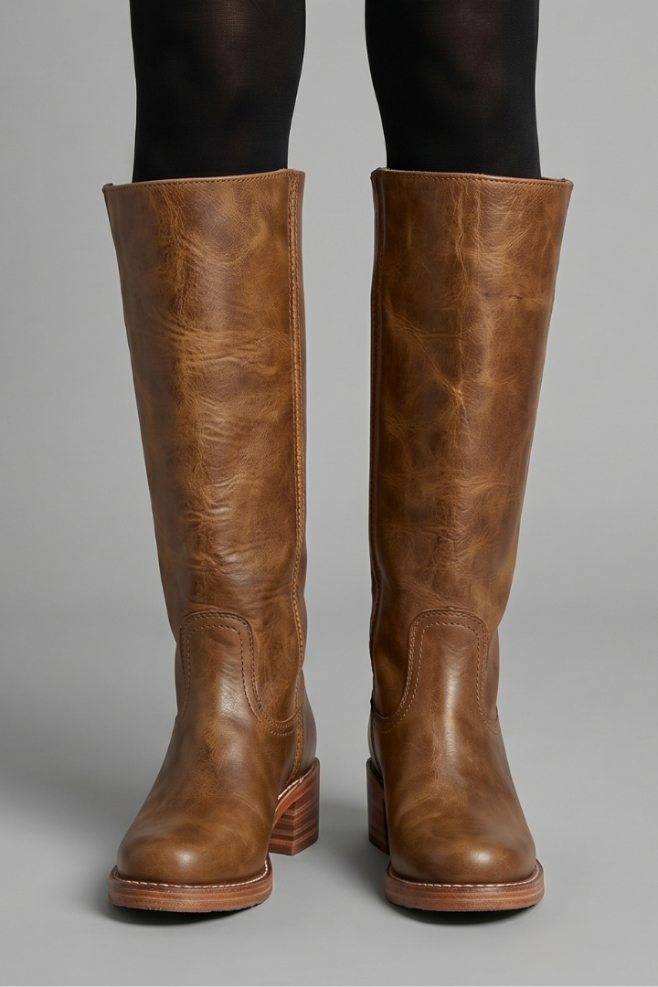 Mid-Calf Orthopaedic Boots for Women with Rounded Toe and Block Heel for Autumn Wear
