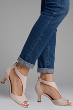 Women's Peep Toe Orthopaedic Heels with Cutout Panels for All-Day Support