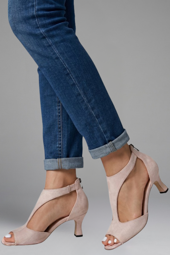 Women's Peep Toe Orthopaedic Heels with Cutout Panels for All-Day Support