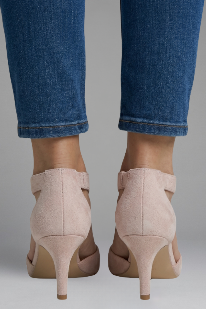 Women's Peep Toe Orthopaedic Heels with Cutout Panels for All-Day Support
