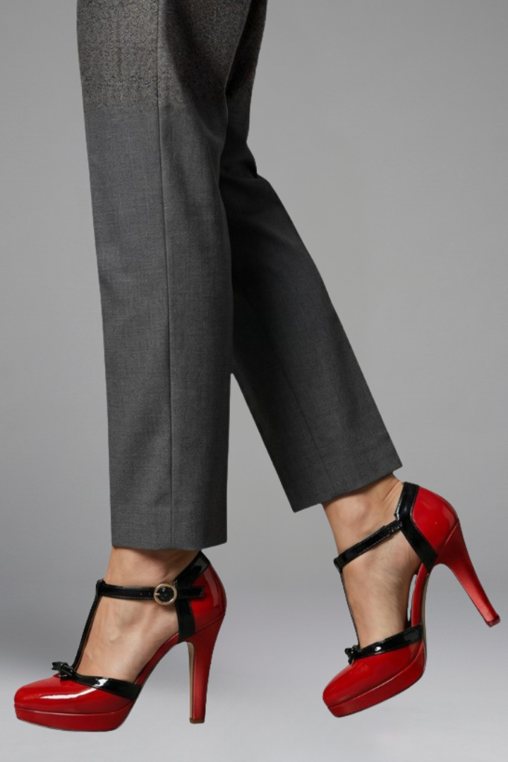 Elegant Women's Orthopaedic Heels with T-Strap Design and Platform Sole for Formal Events