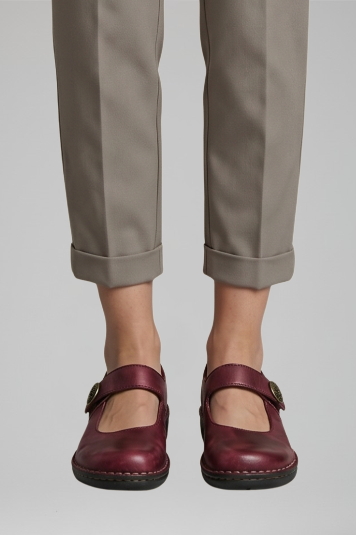 Orthopaedic Mary Jane Flats for Women with Strap Closure and Cutout Design for Everyday Comfort