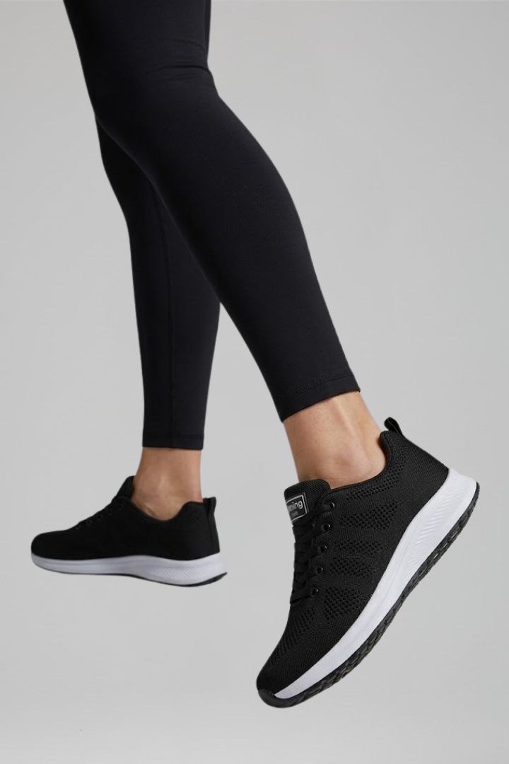 Women's Orthopaedic Lace-Up Walking Shoes with Knit Mesh Upper and Cushioned Sole for Comfort