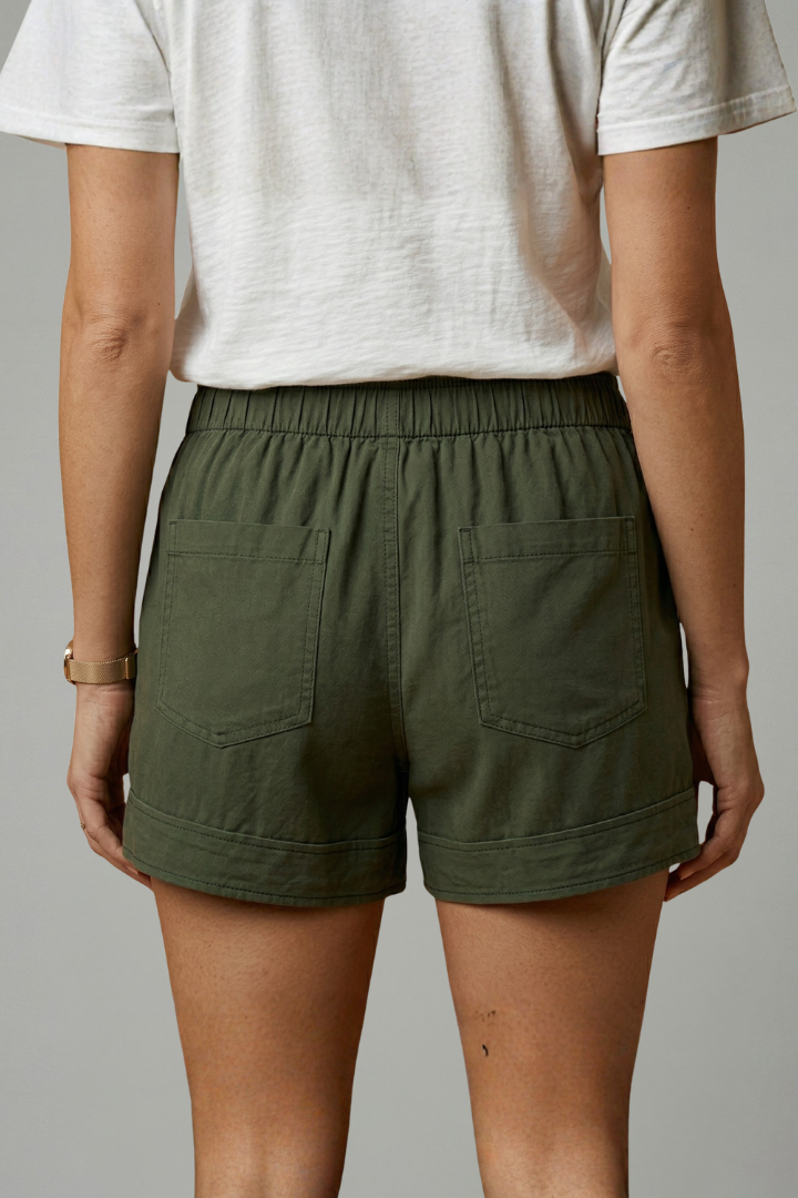 Adjustable Drawstring Waist Women's Relaxed Fit Shorts with Side Pockets