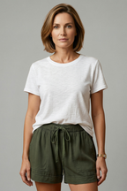 Adjustable Drawstring Waist Women's Relaxed Fit Shorts with Side Pockets