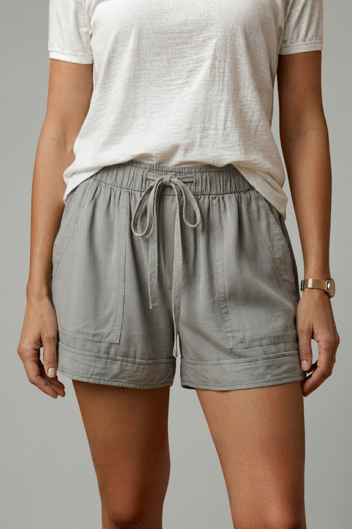 Relaxed Fit Women's Shorts with Adjustable Drawstring Waist and Side Pockets