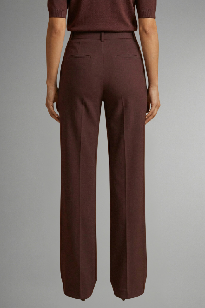 High Waist Straight Leg Trousers for Women with Pull-On Design