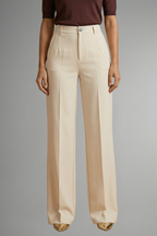 High Waist Straight Leg Trousers for Women with Pull-On Closure