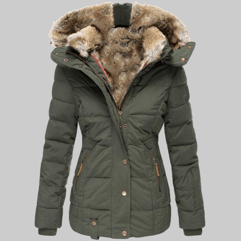 Women's Slim Fit Hooded Parka with Detachable Fur Trim for Cold Weather