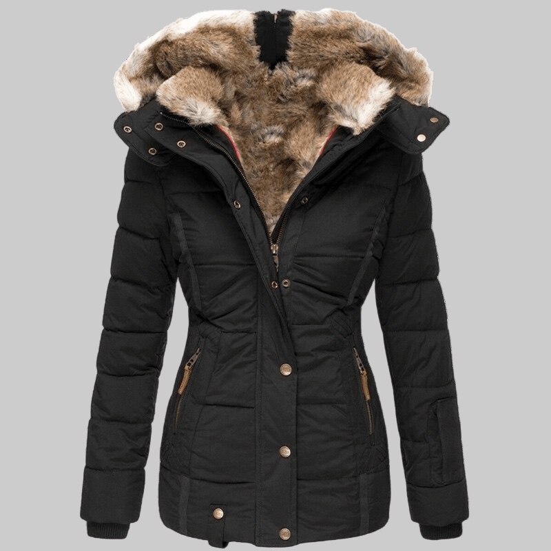 Women's Slim Fit Hooded Parka with Detachable Fur Trim for Cold Weather