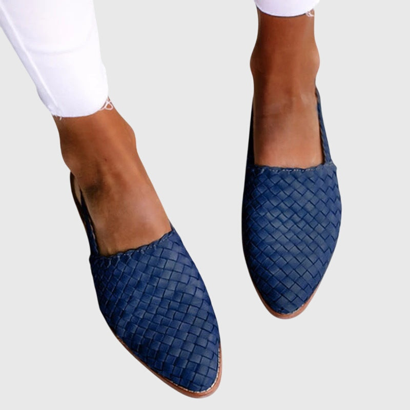 Orthopaedic Women's Woven Slingback Flats with Adjustable Strap for Breathable Summer Comfort