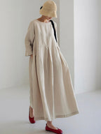 Linen Long Dress for Women - Lightweight Breathable Fabric with Elegant Minimalist Design